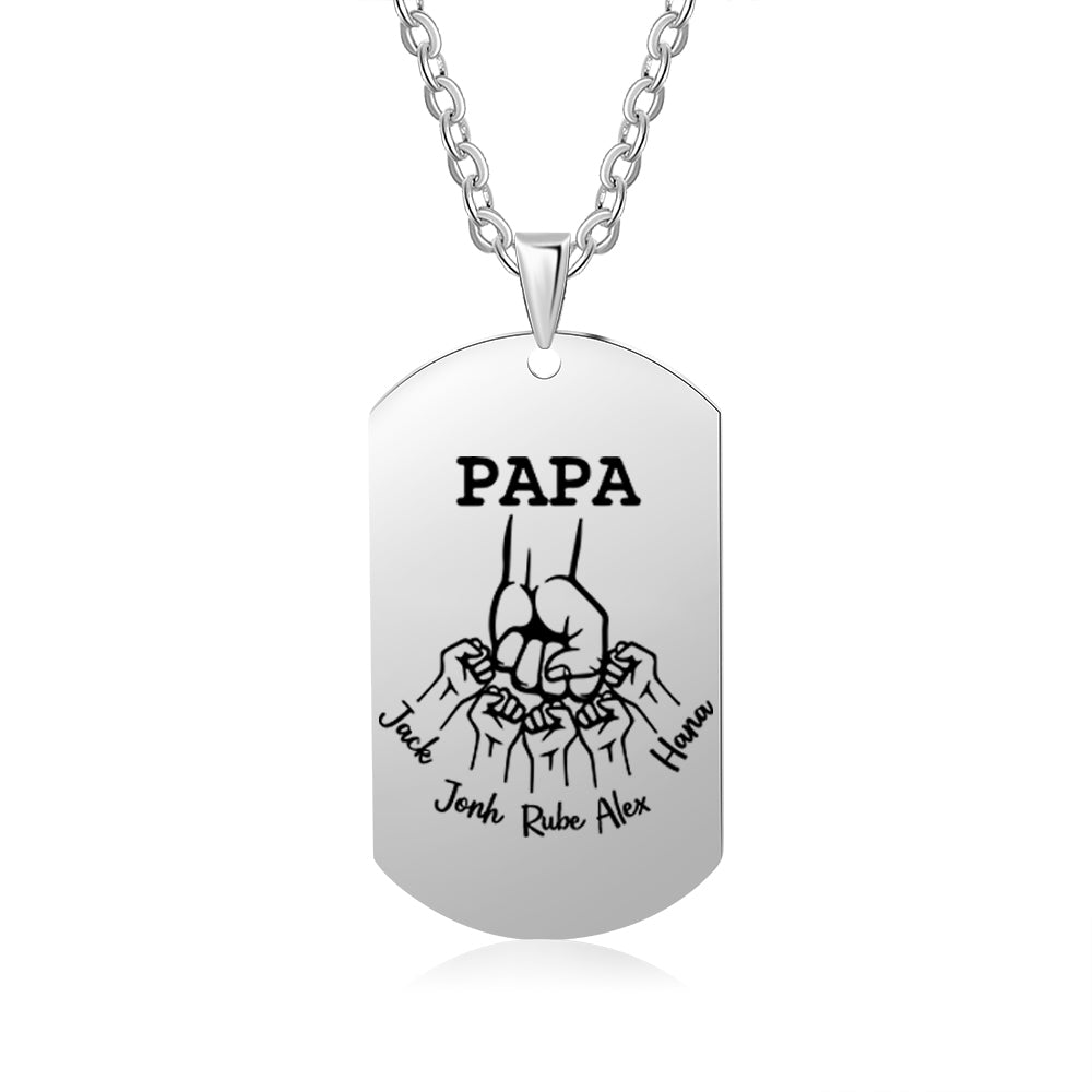 Personalised Custom Photo Engraved Stainless Steel Dog Tag Necklace - A Special Gift for Papa, Dad, or Any Father Figure - Engraved Memories