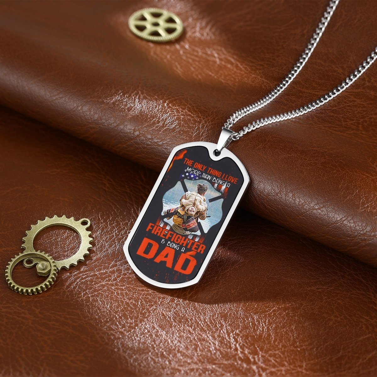 Personalised Custom Photo Stainless Steel Firefighter Father Dog Tag N Engraved Memories