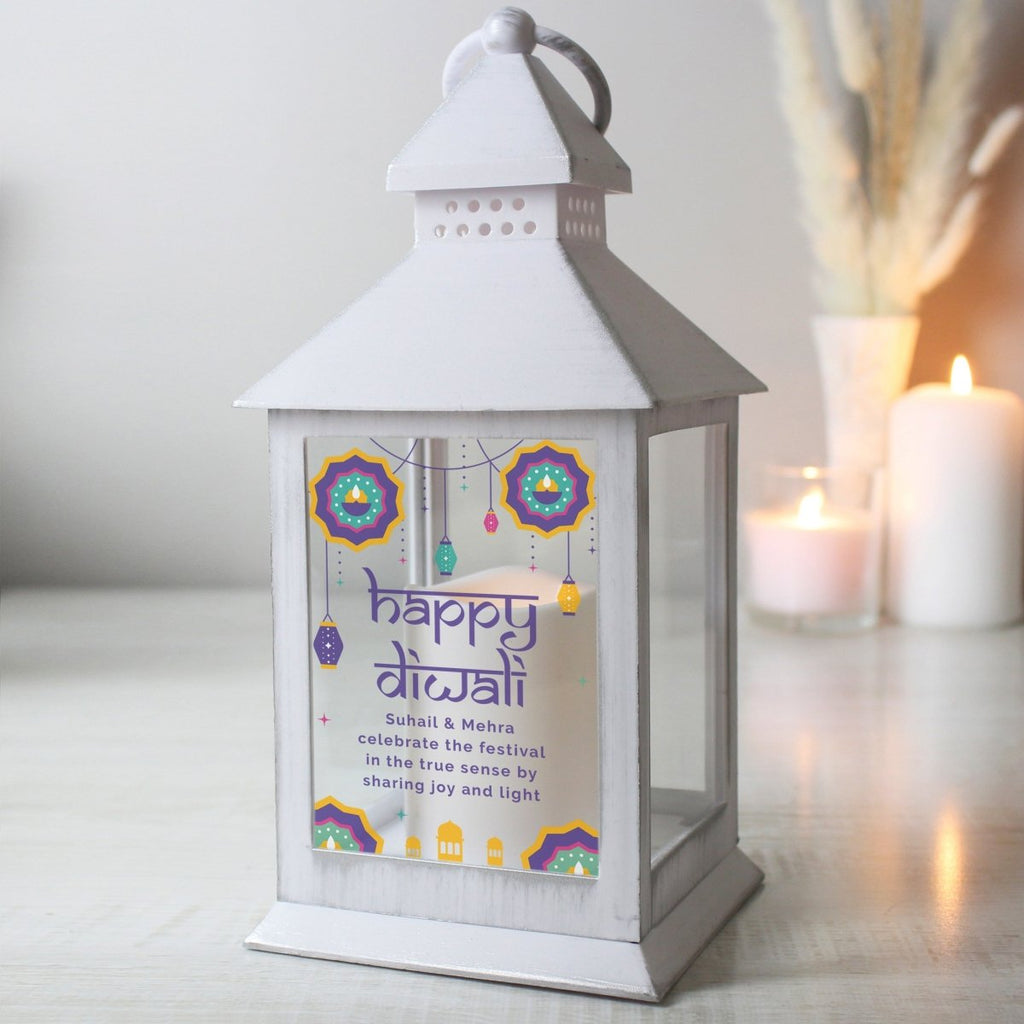 Personalised Diwali White Lantern - Engraved Memories