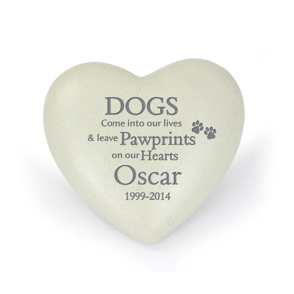 Personalised Dog Pawprints Heart Pet Memorial - Engraved Memories