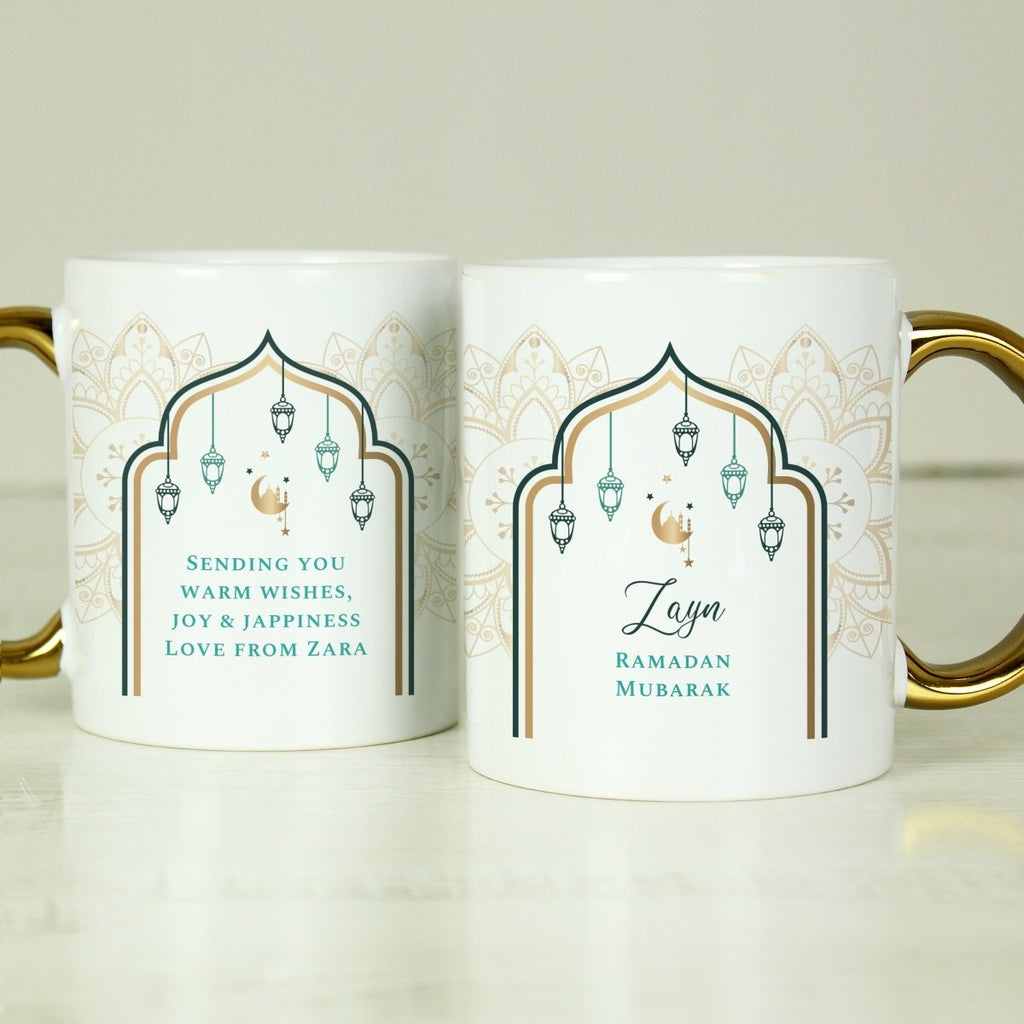 Personalised Eid and Ramadan Gold Handled Mug - Engraved Memories