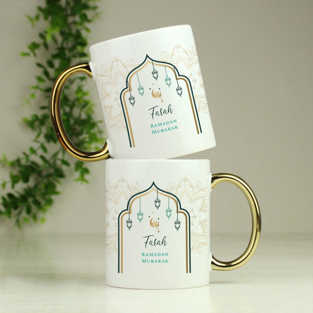 Personalised Eid and Ramadan Gold Handled Mug - Engraved Memories
