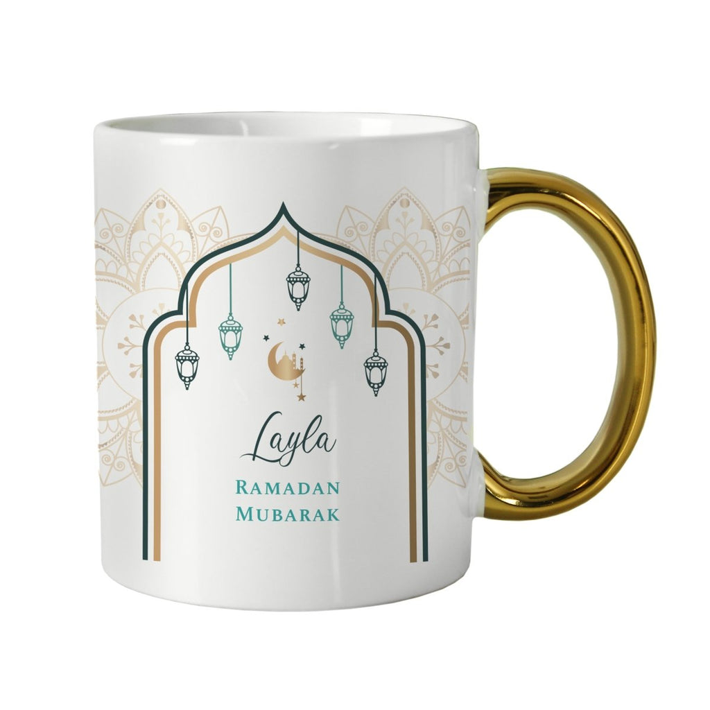 Personalised Eid and Ramadan Gold Handled Mug - Engraved Memories