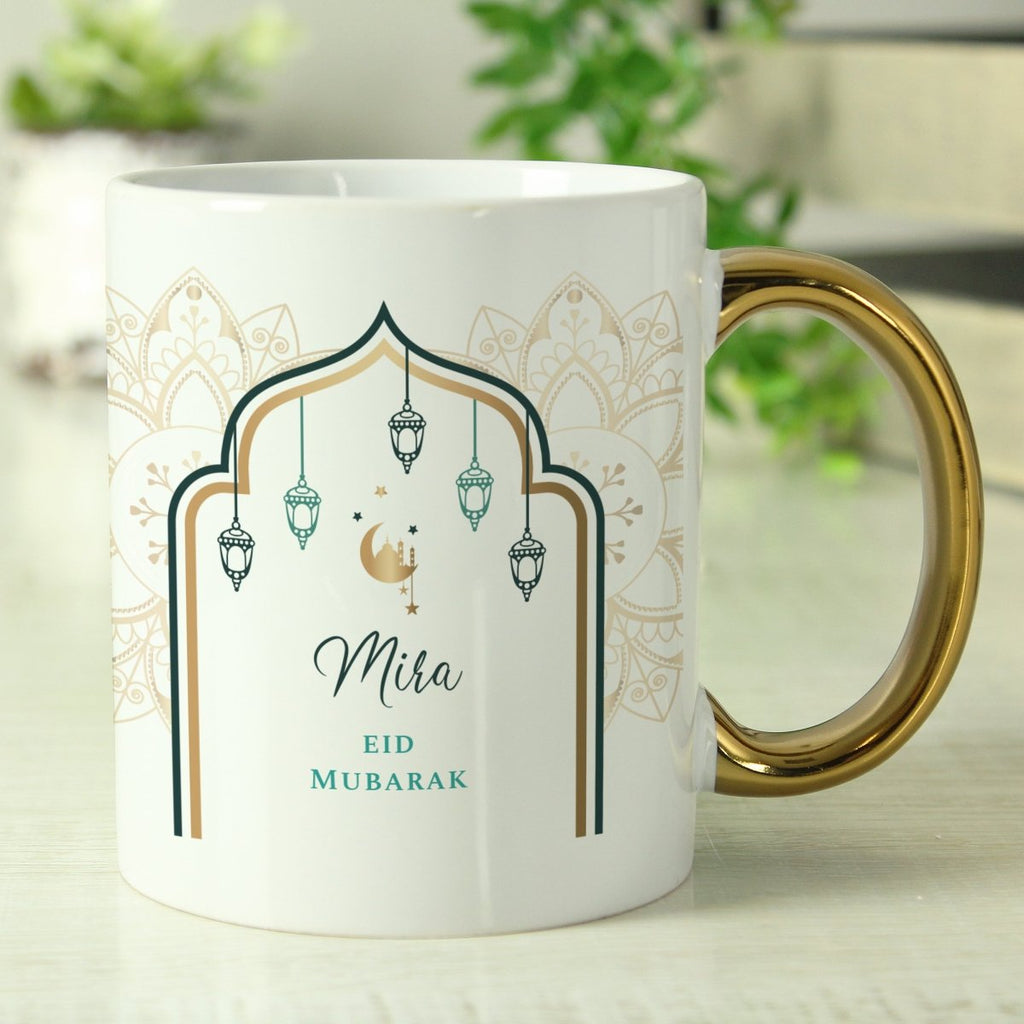 Personalised Eid and Ramadan Gold Handled Mug - Engraved Memories