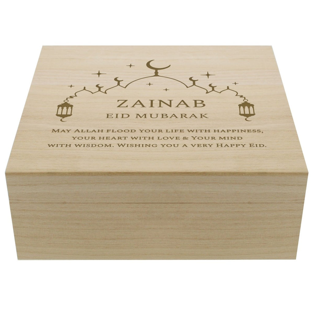 Personalised Eid and Ramadan Large Wooden Keepsake Box - Engraved Memories