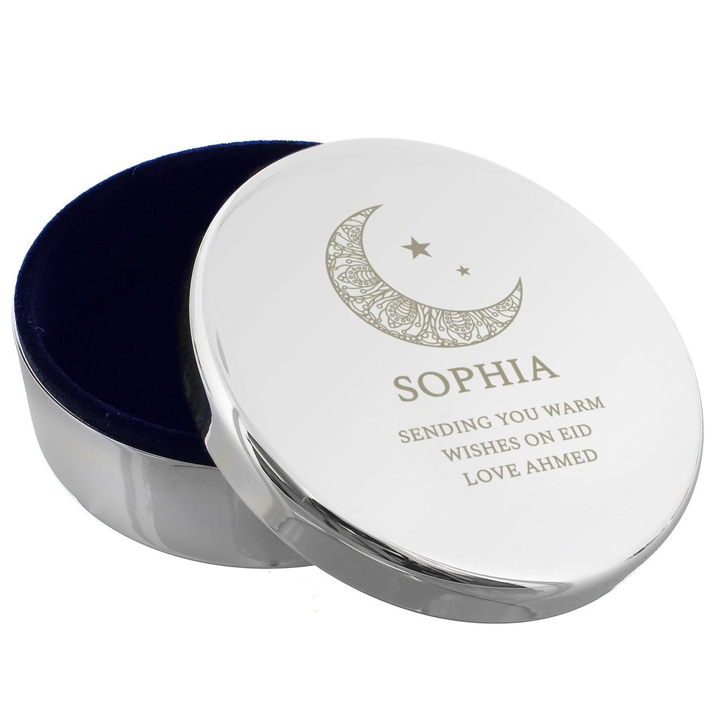 Personalised Eid and Ramadan Round Trinket Box - Engraved Memories