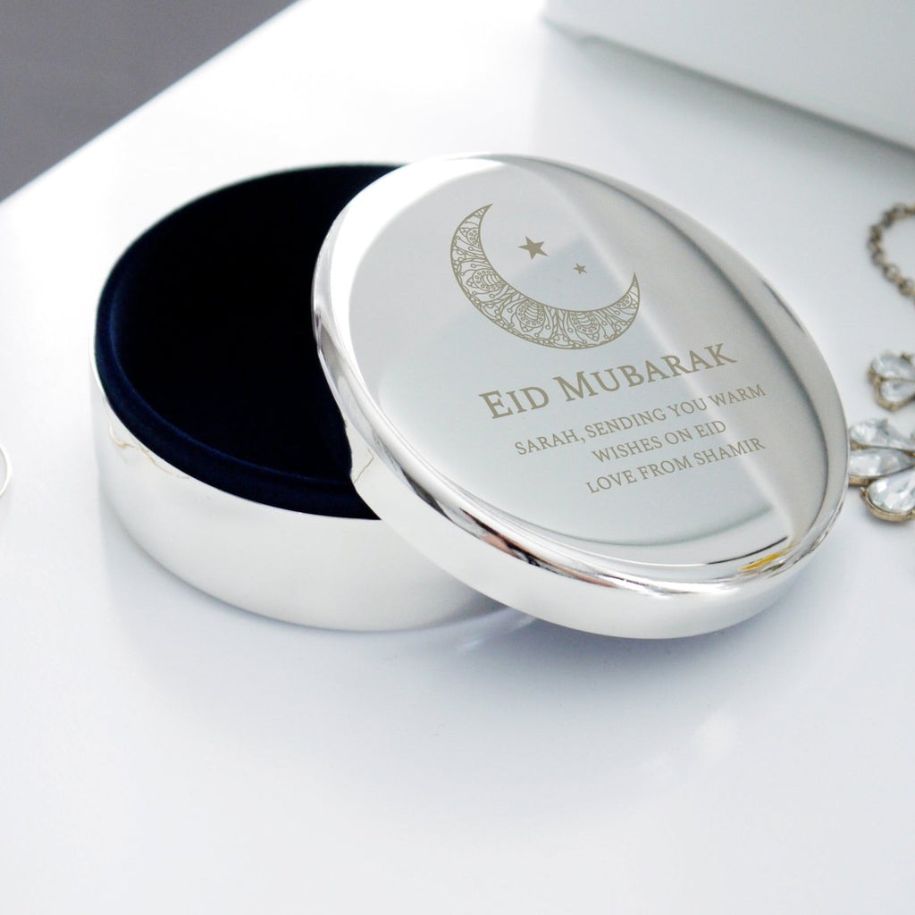 Personalised Eid and Ramadan Round Trinket Box - Engraved Memories