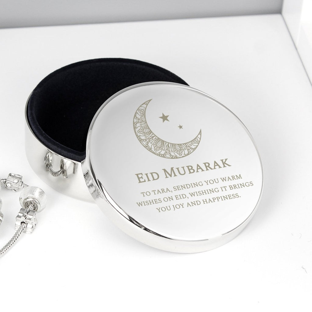 Personalised Eid and Ramadan Round Trinket Box - Engraved Memories