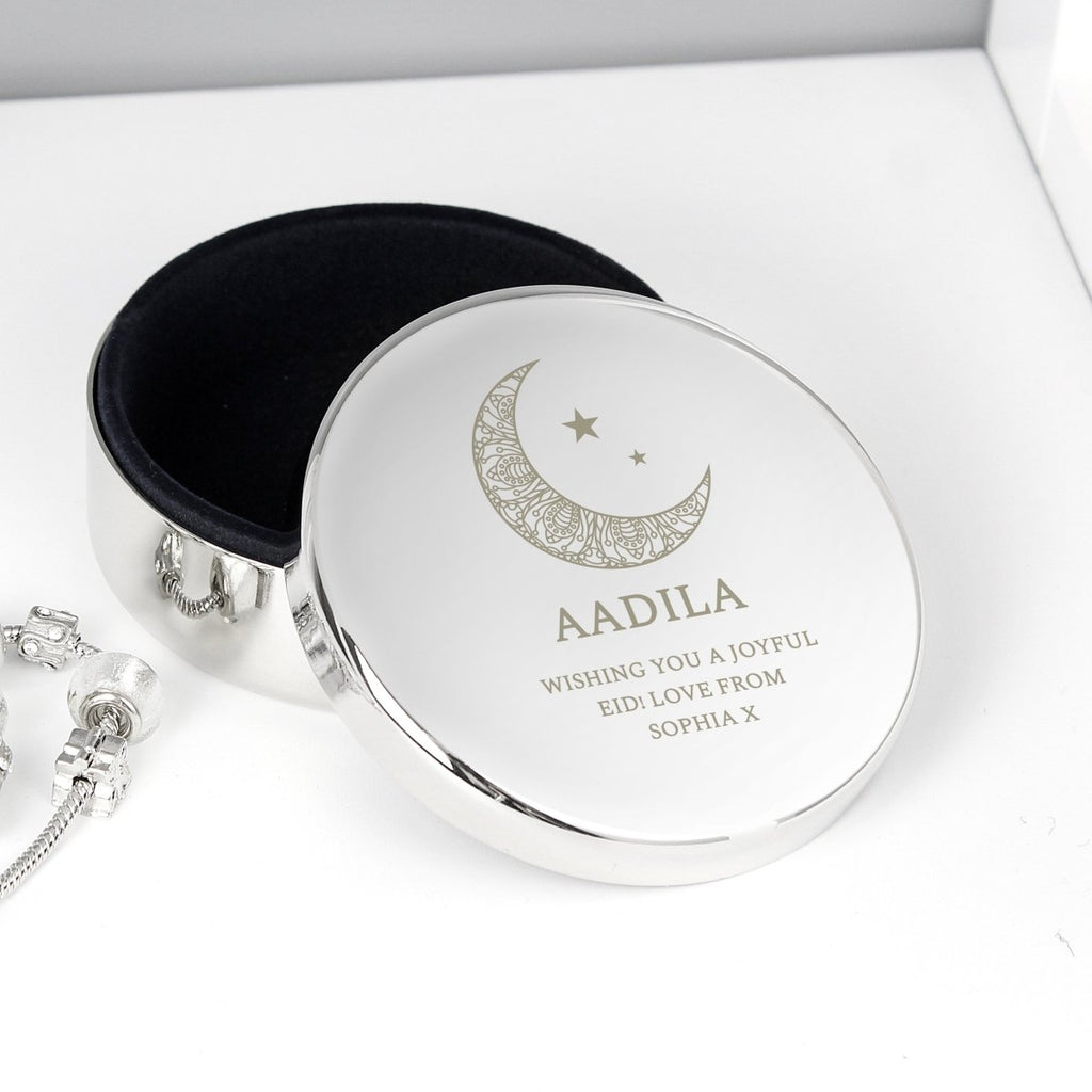 Personalised Eid and Ramadan Round Trinket Box - Engraved Memories