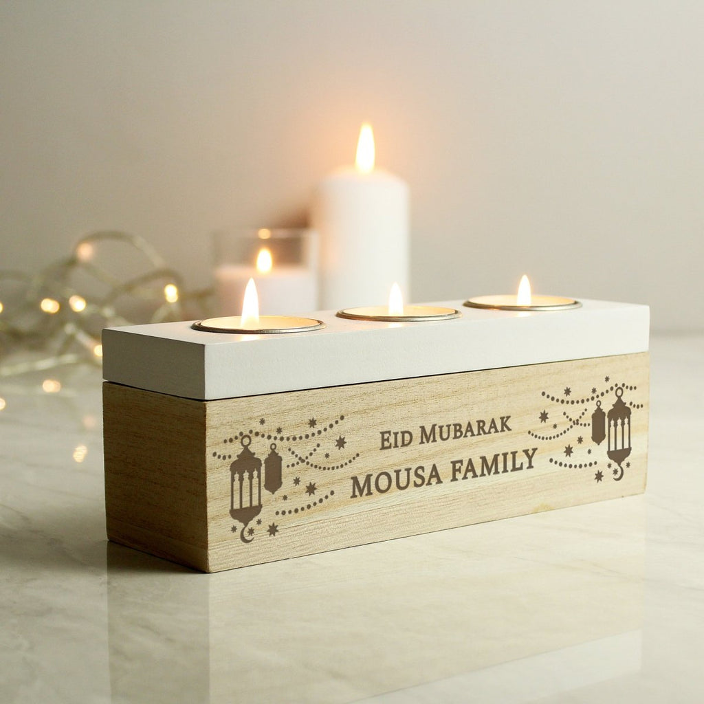 Personalised Eid and Ramadan Triple Tea Light Box - Engraved Memories