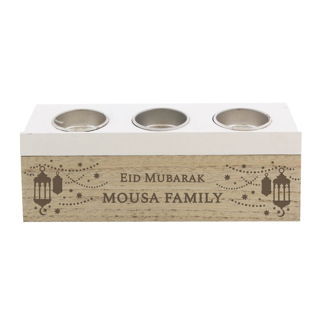 Personalised Eid and Ramadan Triple Tea Light Box - Engraved Memories