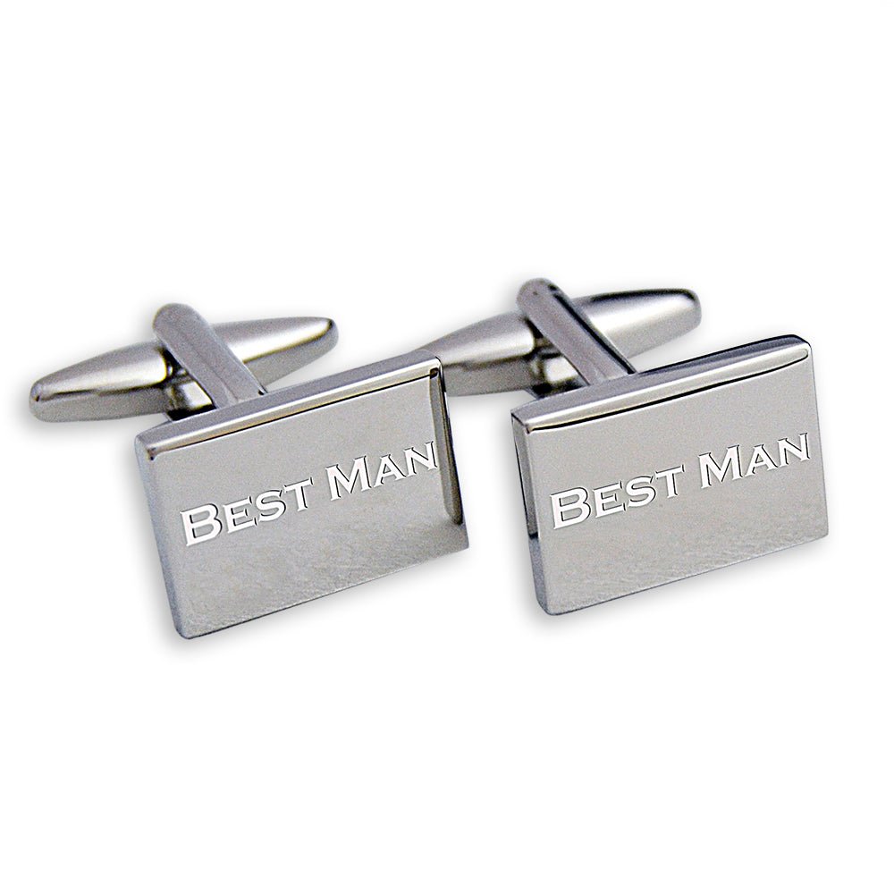 Elegant personalized cufflinks in a chrome case, with professional engraving options