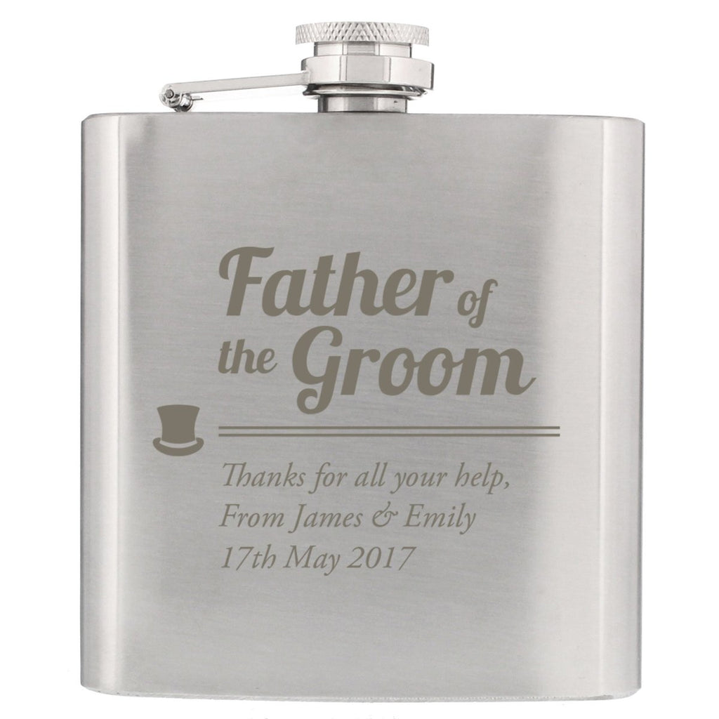 Personalised Father of the Groom Hip Flask - Engraved Memories