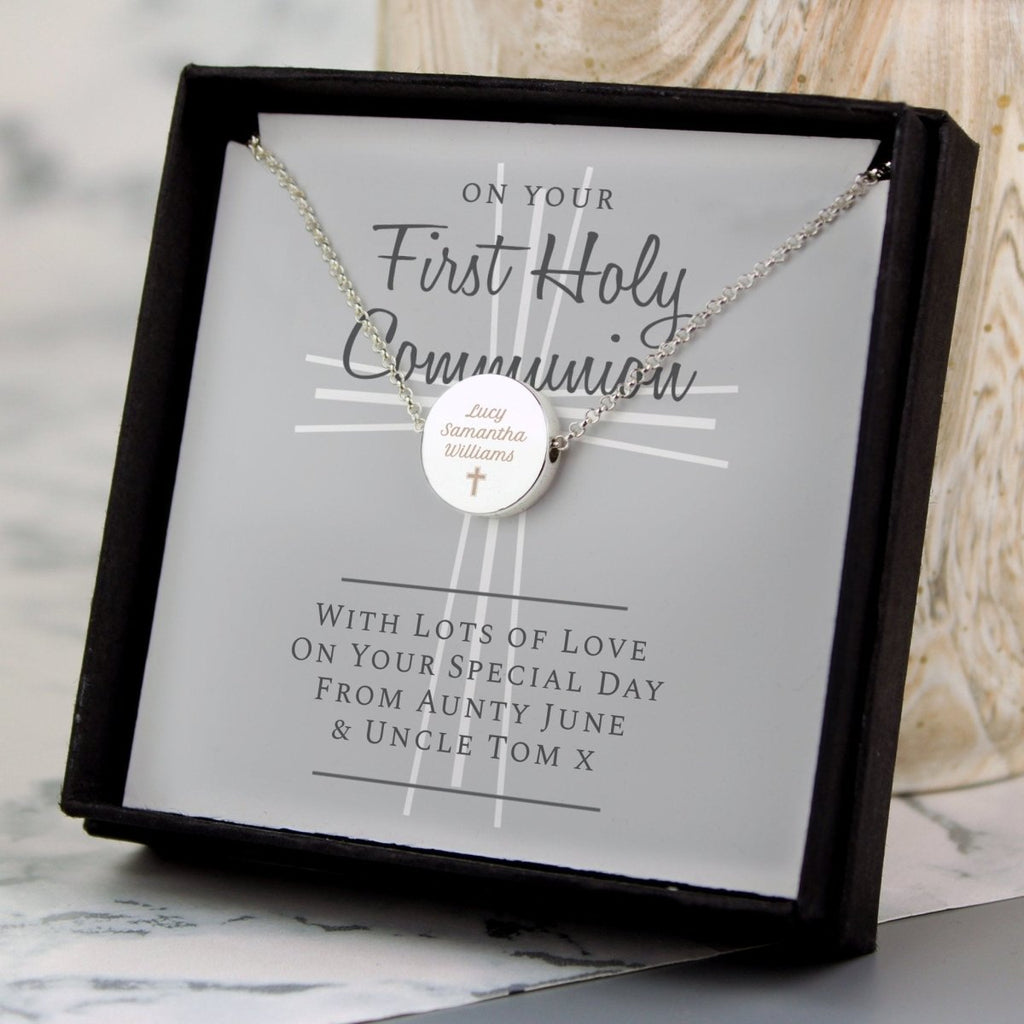 Personalised First Holy Communion Necklace & Box - Engraved Memories