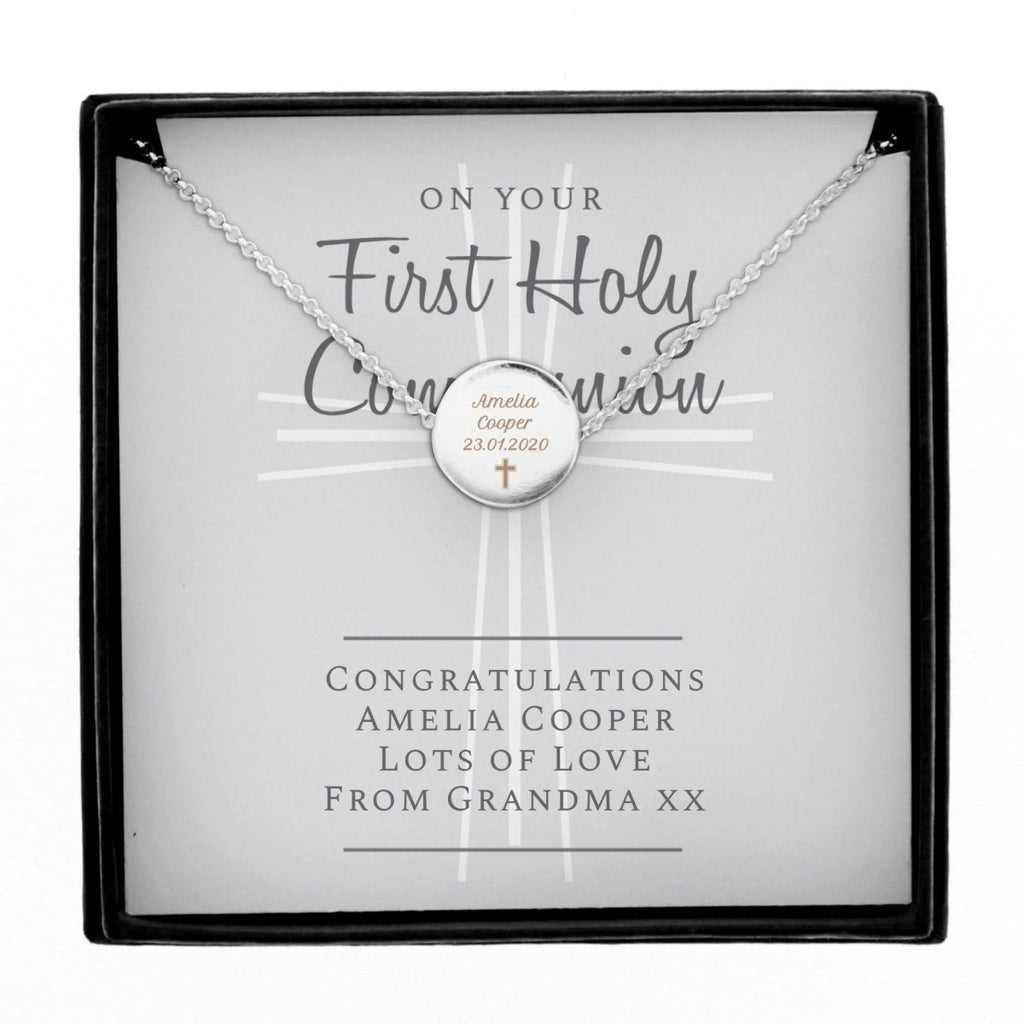 Personalised First Holy Communion Necklace & Box - Engraved Memories