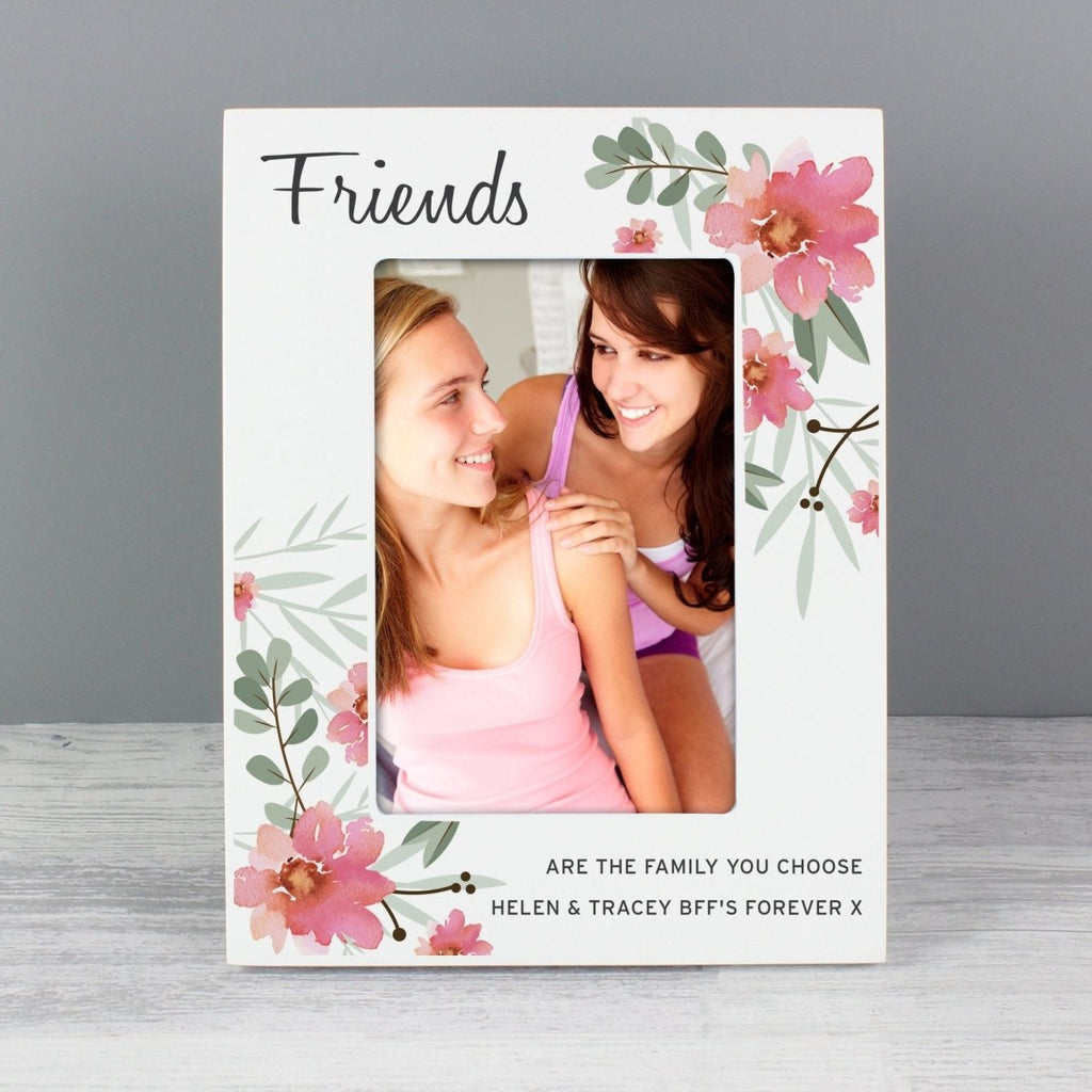 Personalised Floral Sentimental 6x4 Wooden Photo Frame - Engraved Memories