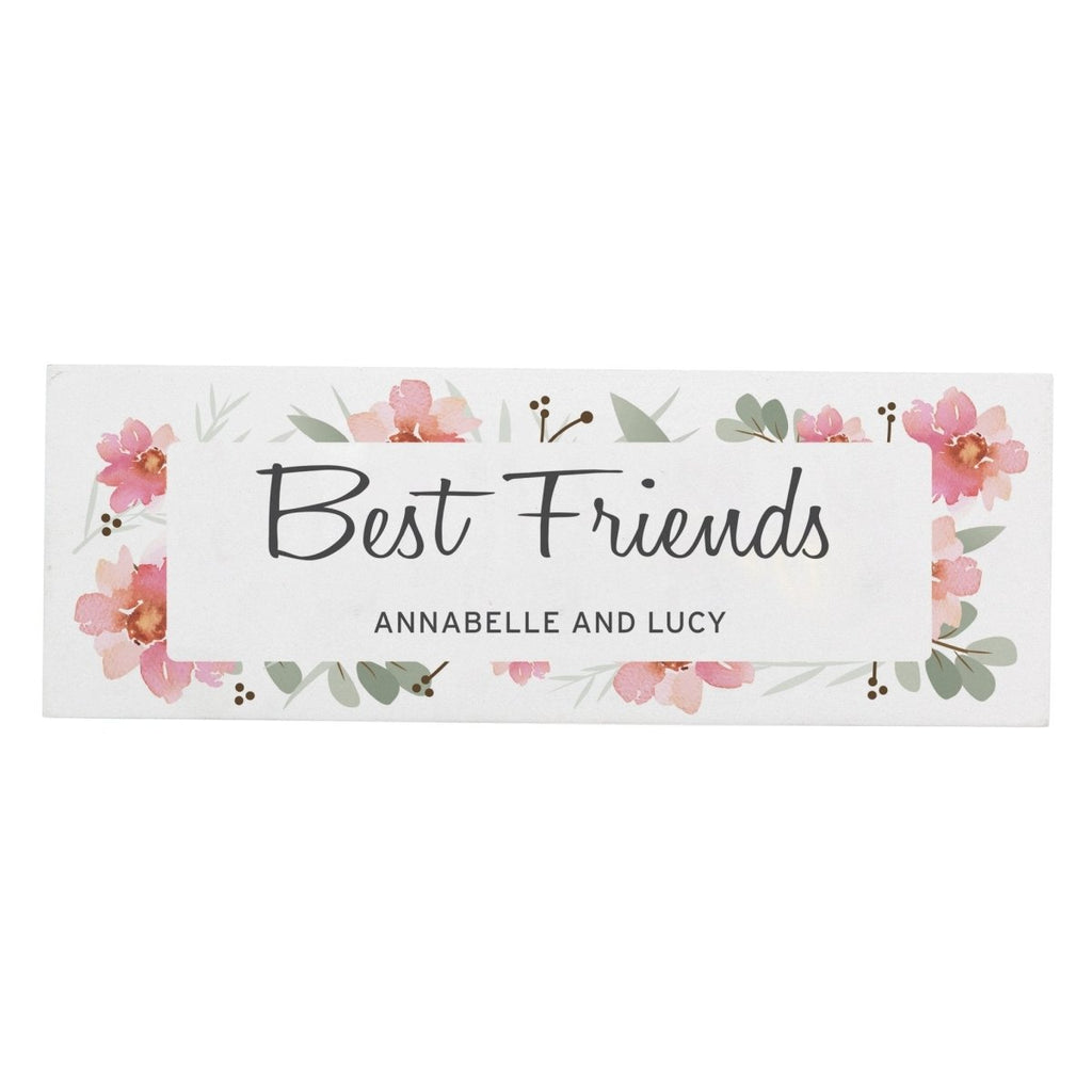 Personalised Floral Sentimental Wooden Block Sign - Engraved Memories