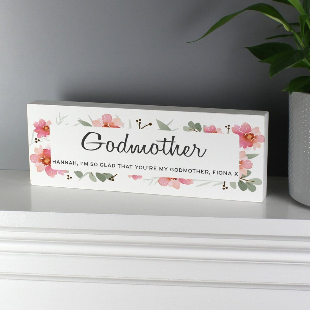 Personalised Floral Sentimental Wooden Block Sign - Engraved Memories