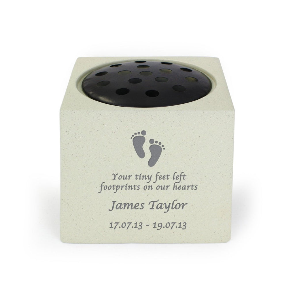 Personalised Footprints Memorial Vase - Engraved Memories
