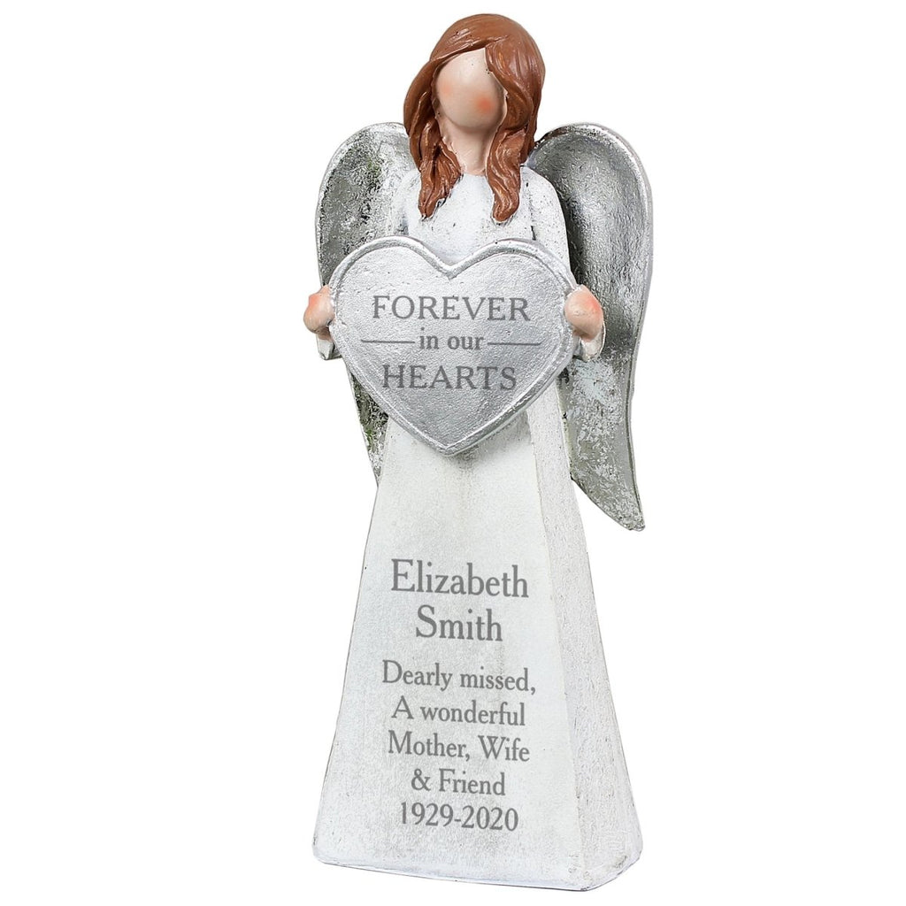 Personalised Forever In Our Hearts Memorial Angel Ornament - Engraved Memories