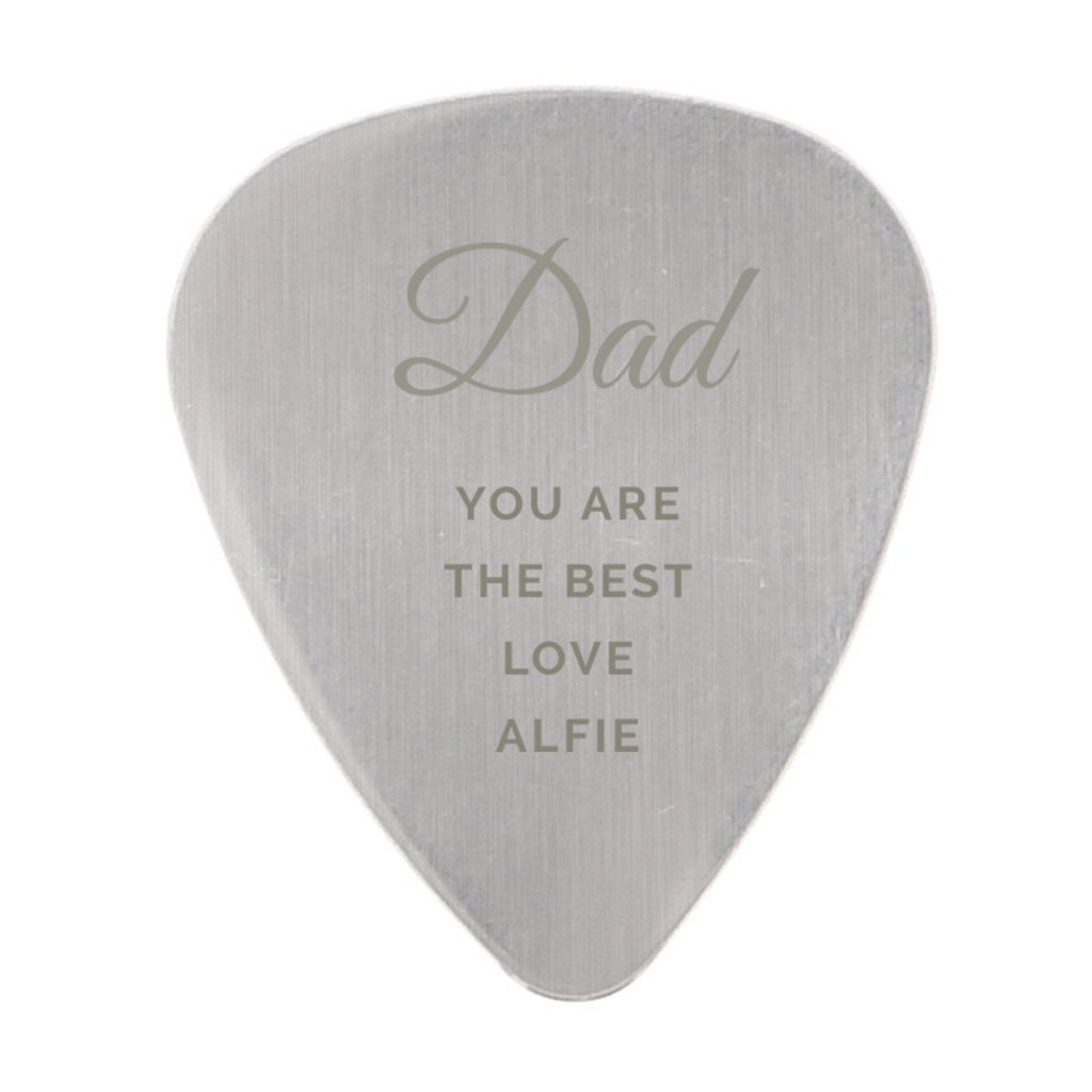 Personalised Free Text Big Name Silver Plectrum, Father's day Gift for Men - Engraved Memories