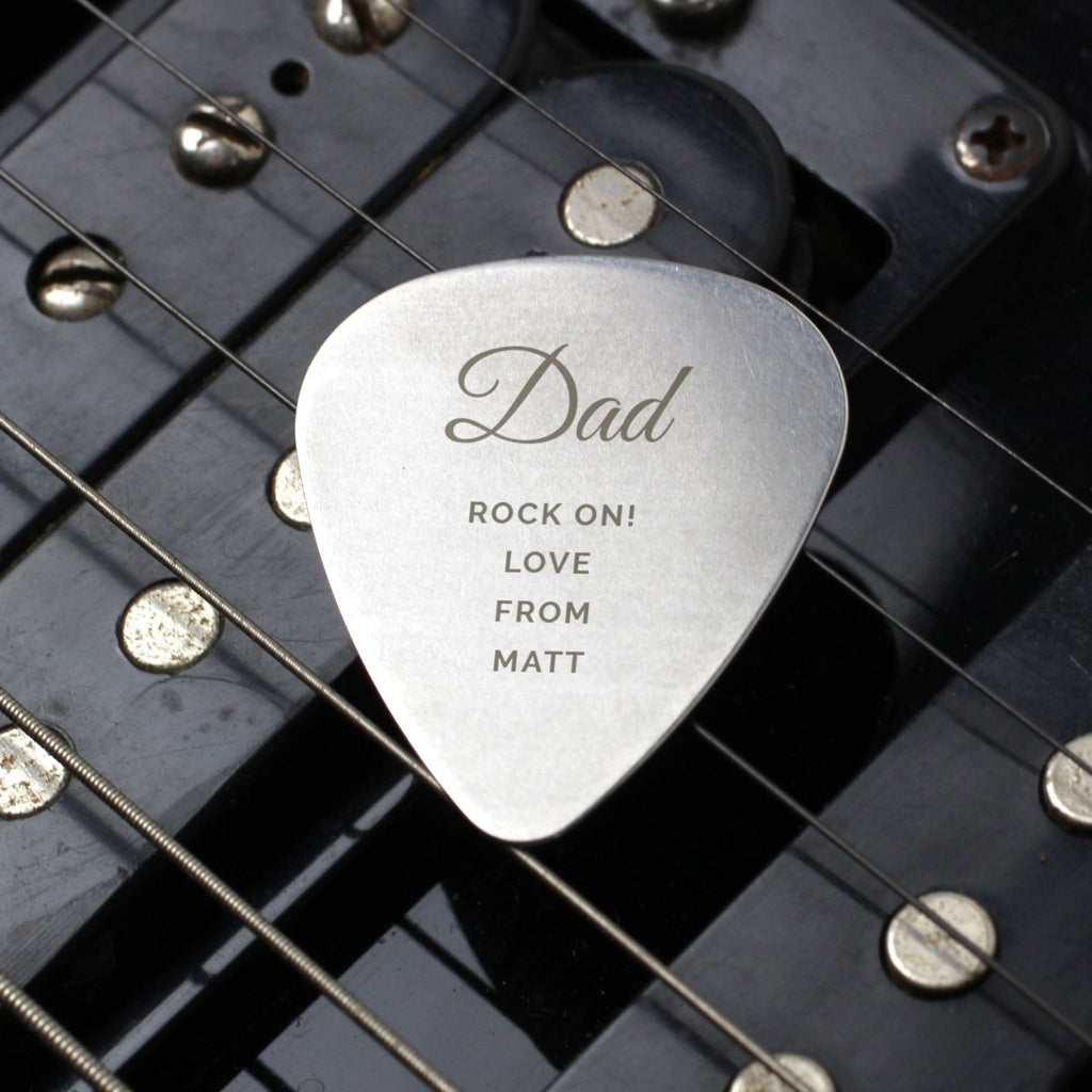 Personalised Free Text Big Name Silver Plectrum, Father's day Gift for Men - Engraved Memories