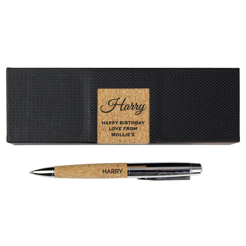 Personalised Free Text Cork Pen Set, Father's day Gift for Men - Engraved Memories