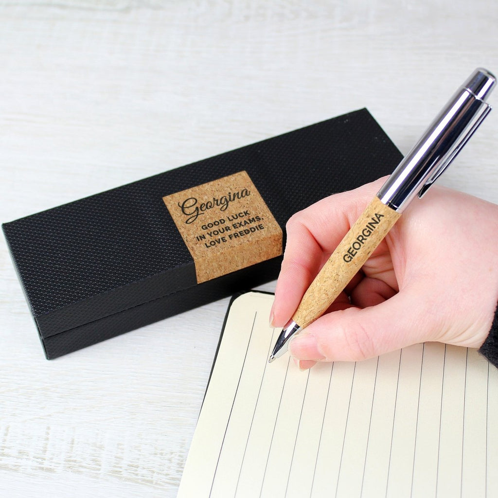 Personalised Free Text Cork Pen Set, Father's day Gift for Men - Engraved Memories