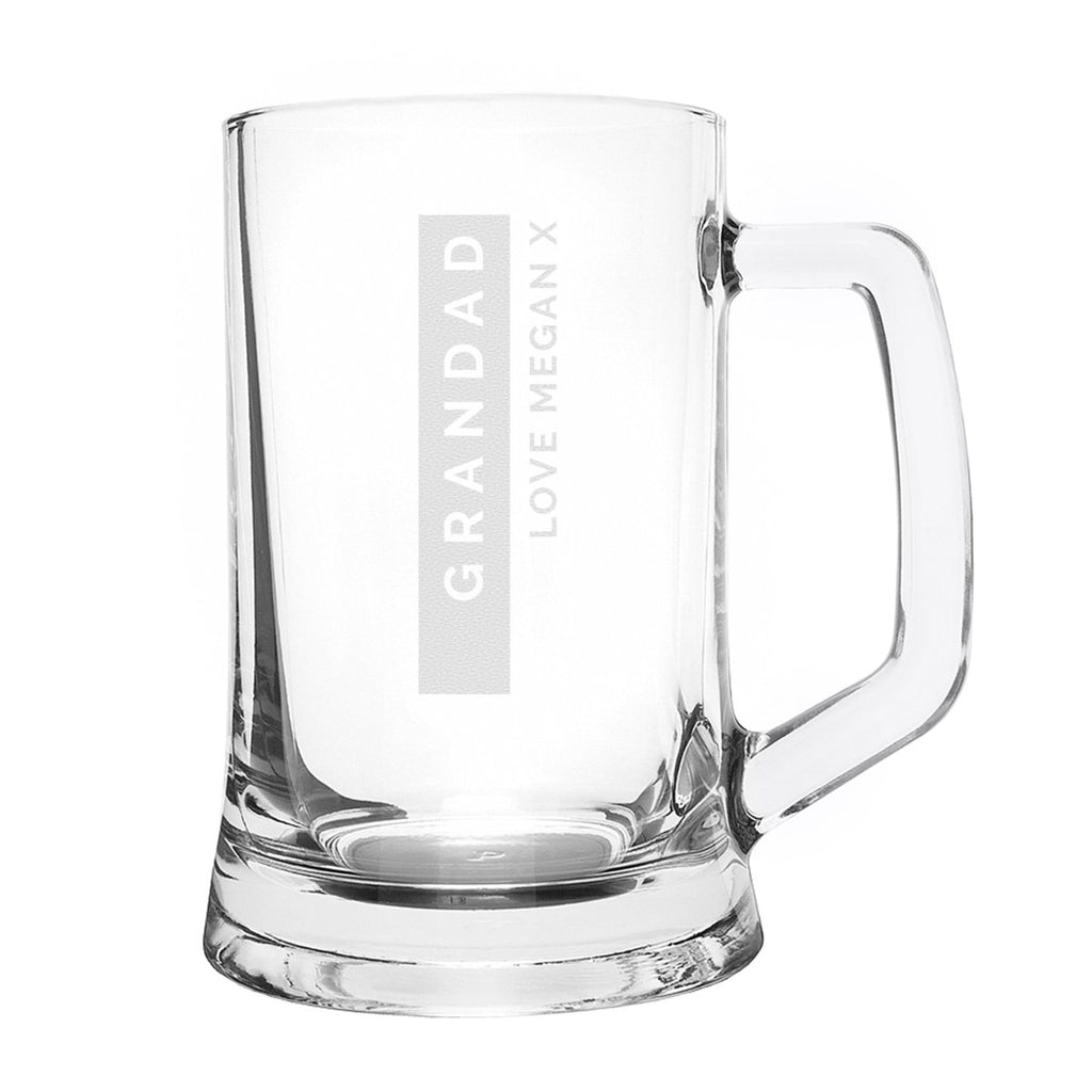 Personalised Free Text Pint Stern Tankard, Father's day Gift for Men - Engraved Memories