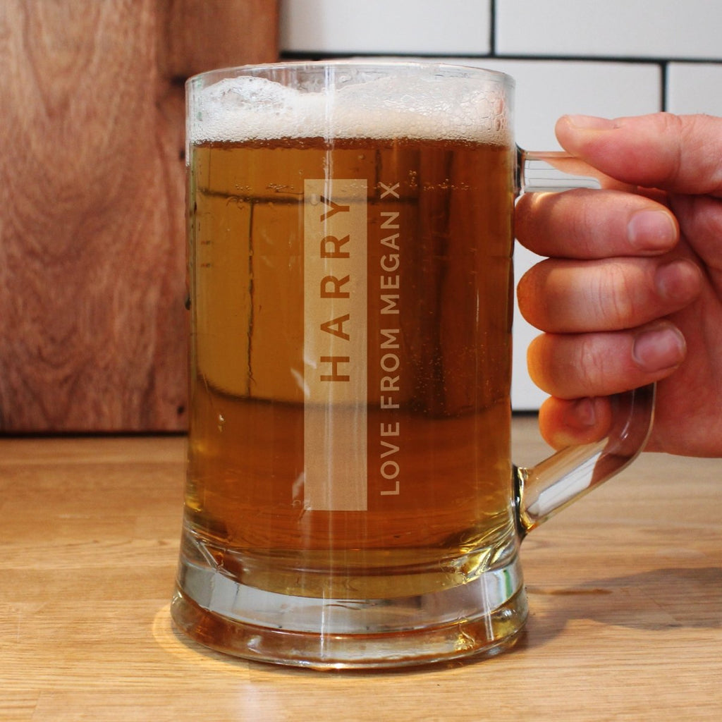 Personalised Free Text Pint Stern Tankard, Father's day Gift for Men - Engraved Memories