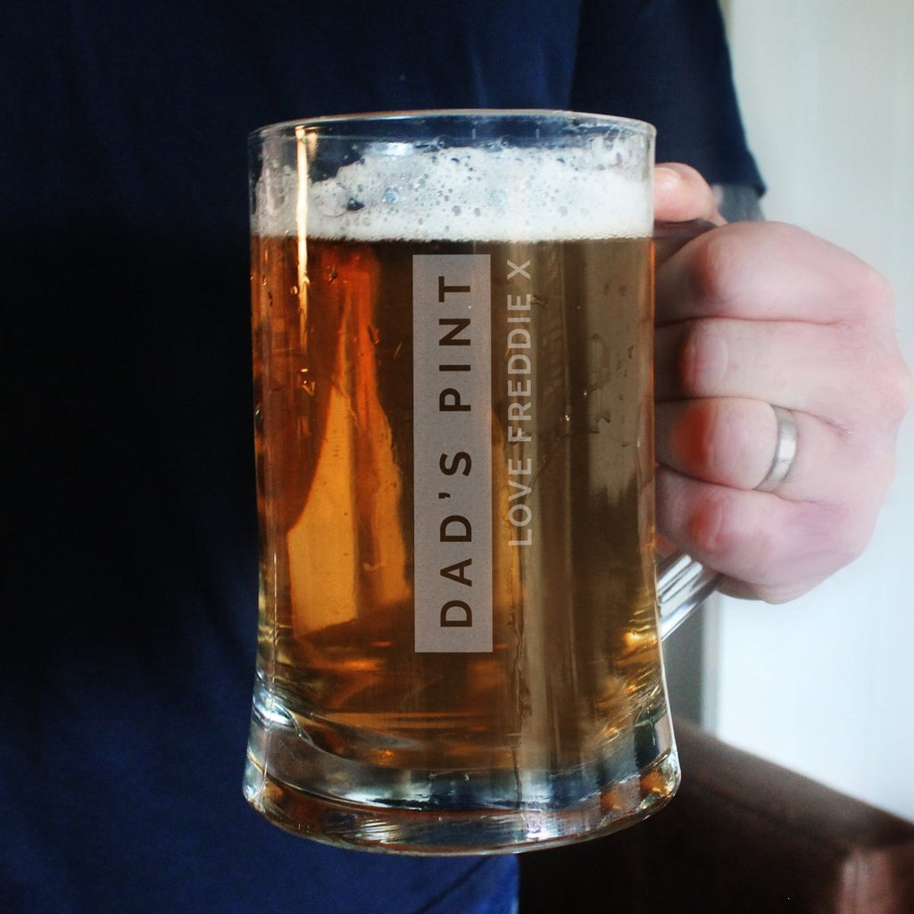 Personalised Free Text Pint Stern Tankard, Father's day Gift for Men - Engraved Memories