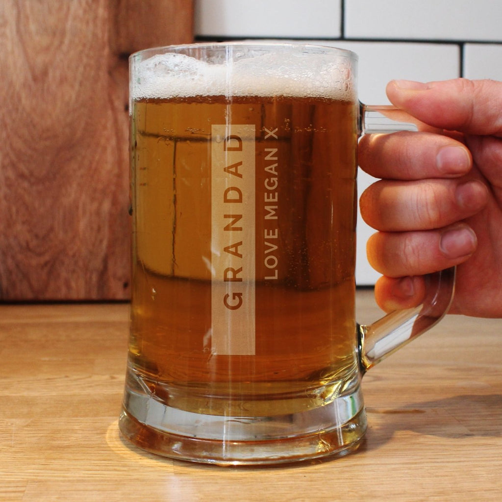 Personalised Free Text Pint Stern Tankard, Father's day Gift for Men - Engraved Memories