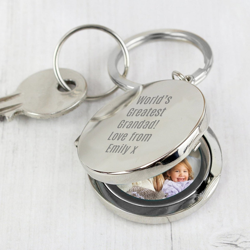 Personalised Free Text Round Photo keyring - Engraved Memories