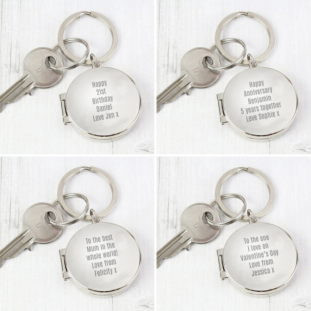 Personalised Free Text Round Photo keyring - Engraved Memories