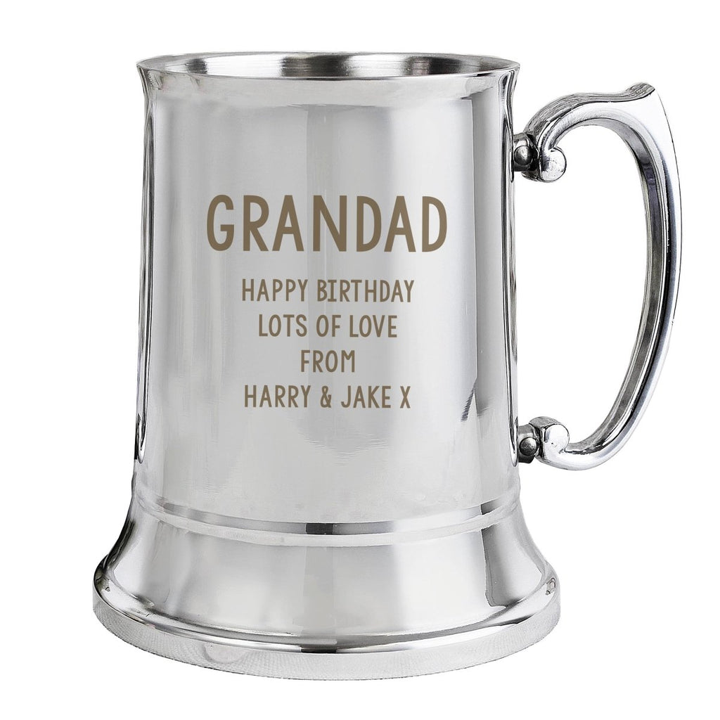 Personalised Free Text Stainless Steel Tankard, Father's day Gift for Men - Engraved Memories