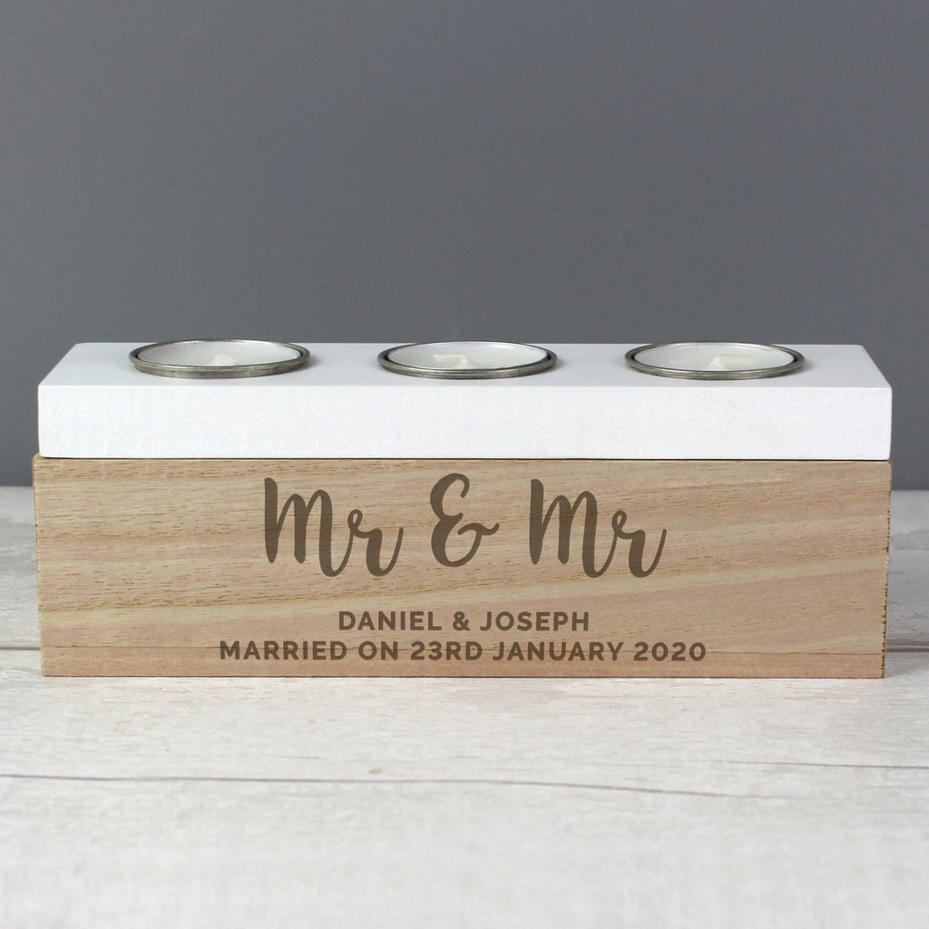 Personalised Free Text Triple Tea Light Box - Engraved Memories