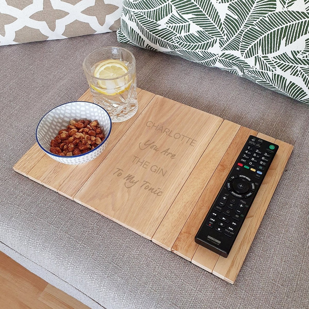 Personalised Free Text Wooden Sofa Tray - Engraved Memories