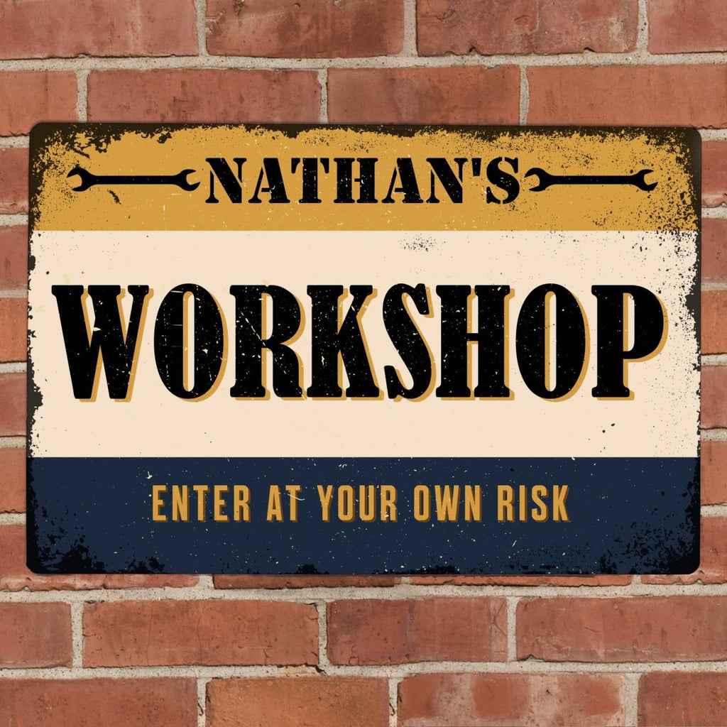 Personalised Garage Metal Sign, Father's day Gift for Men - Engraved Memories