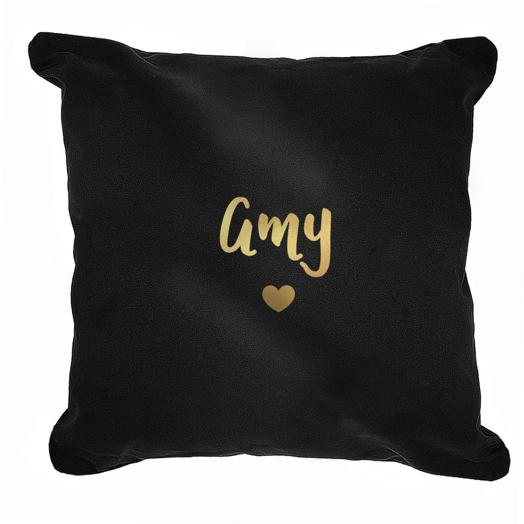 Personalised Gold Name Black Cushion Cover - Engraved Memories