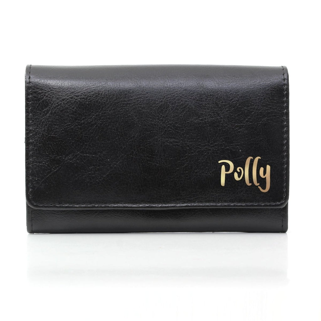 Personalised Gold Name Black Purse - Engraved Memories