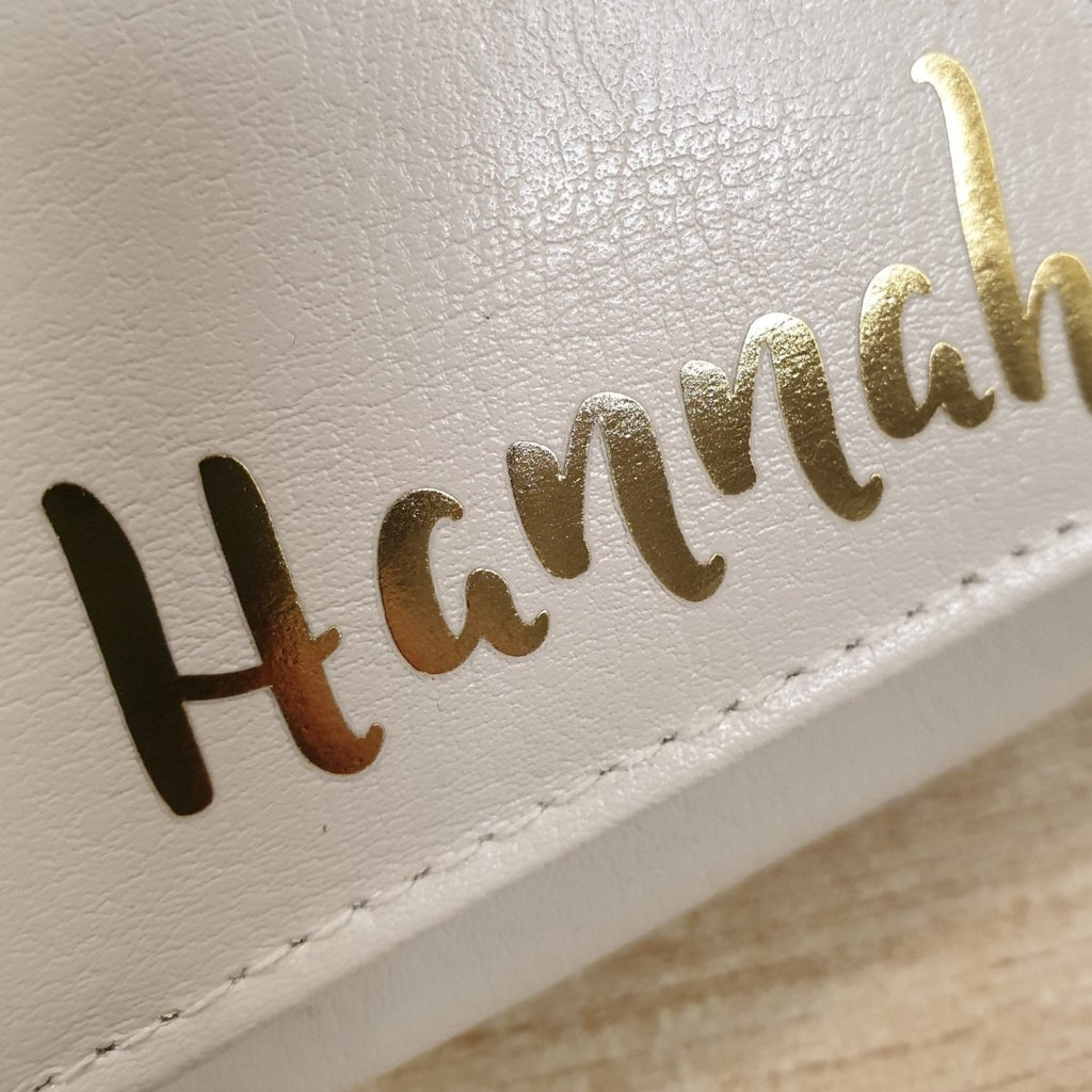 Personalised Gold Name Cream Purse - Engraved Memories