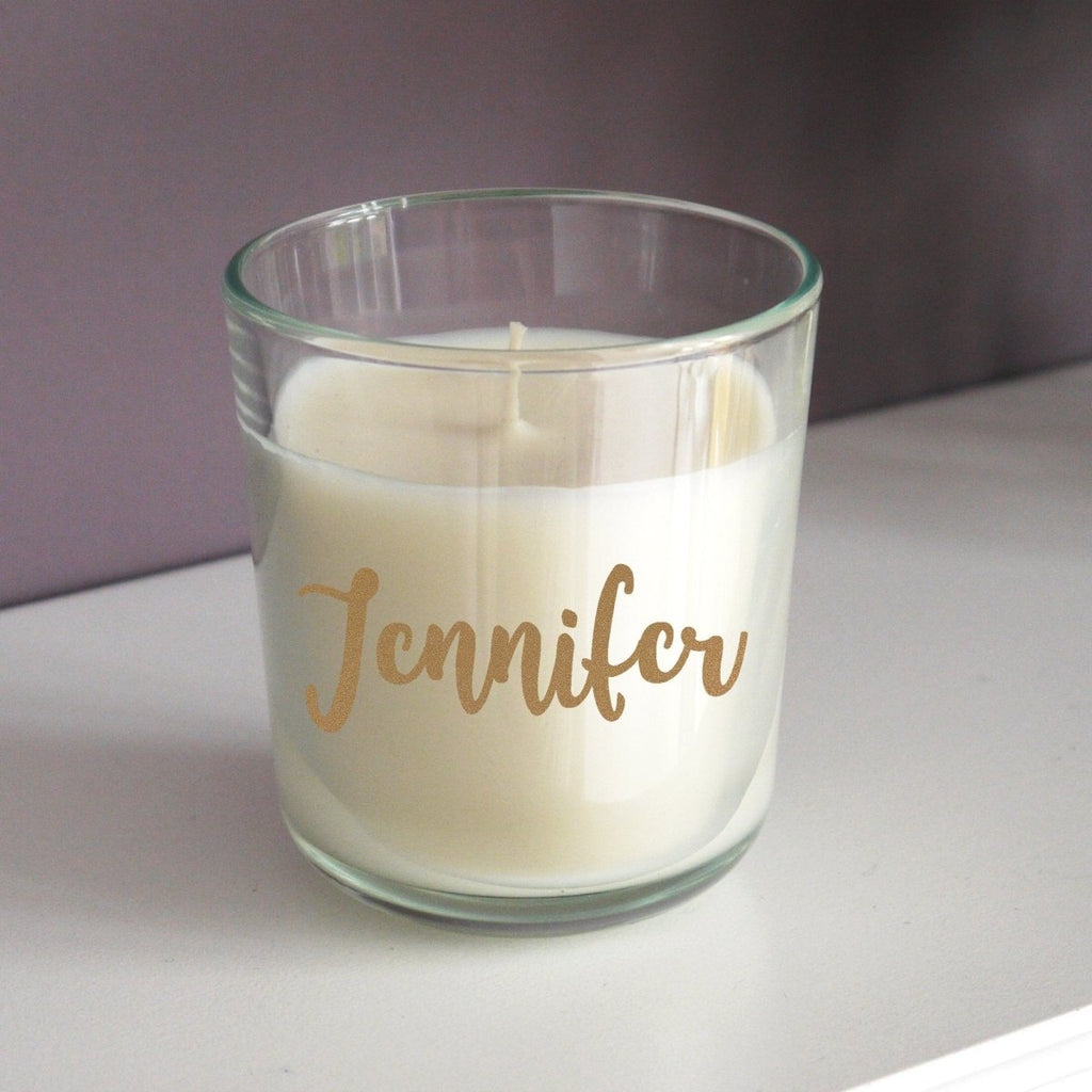 Personalised Gold Name Scented Jar Candle - Engraved Memories