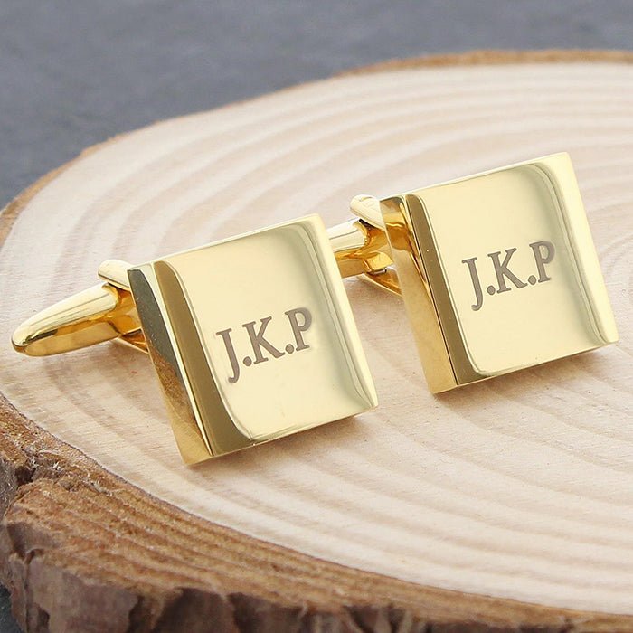 Personalised Gold Plated Square Cufflinks - Engraved Memories