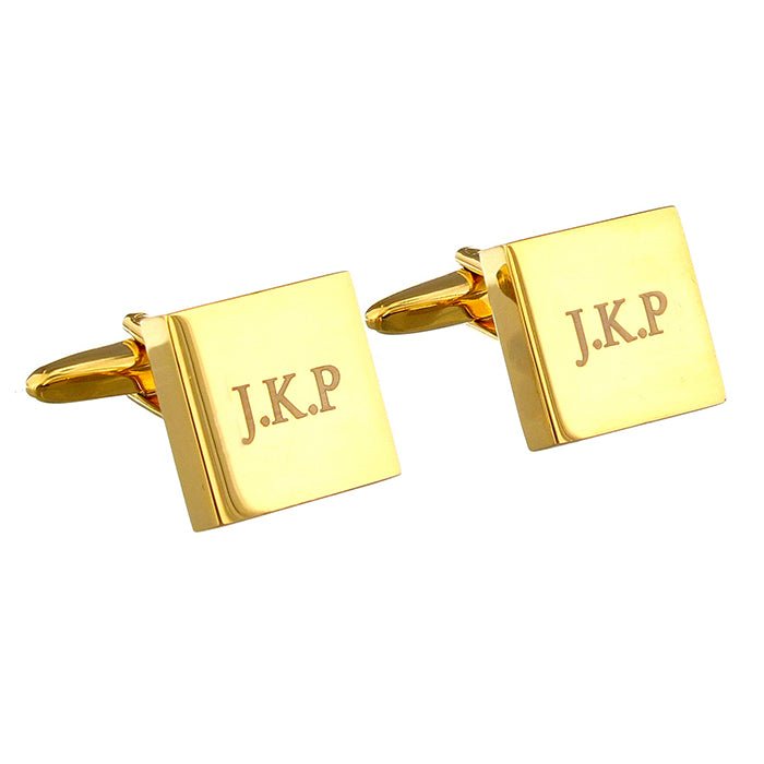 Personalised Gold Plated Square Cufflinks - Engraved Memories