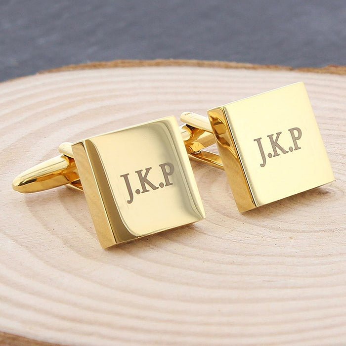 Personalised Gold Plated Square Cufflinks - Engraved Memories