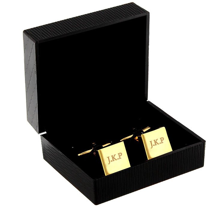 Personalised Gold Plated Square Cufflinks - Engraved Memories
