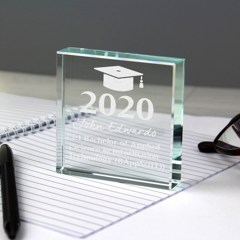 Personalised Graduation Large Crystal Token - Engraved Memories