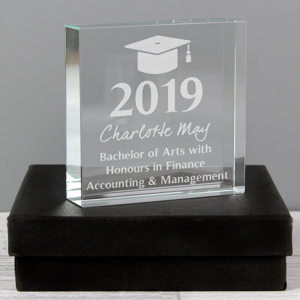 Personalised Graduation Large Crystal Token - Engraved Memories