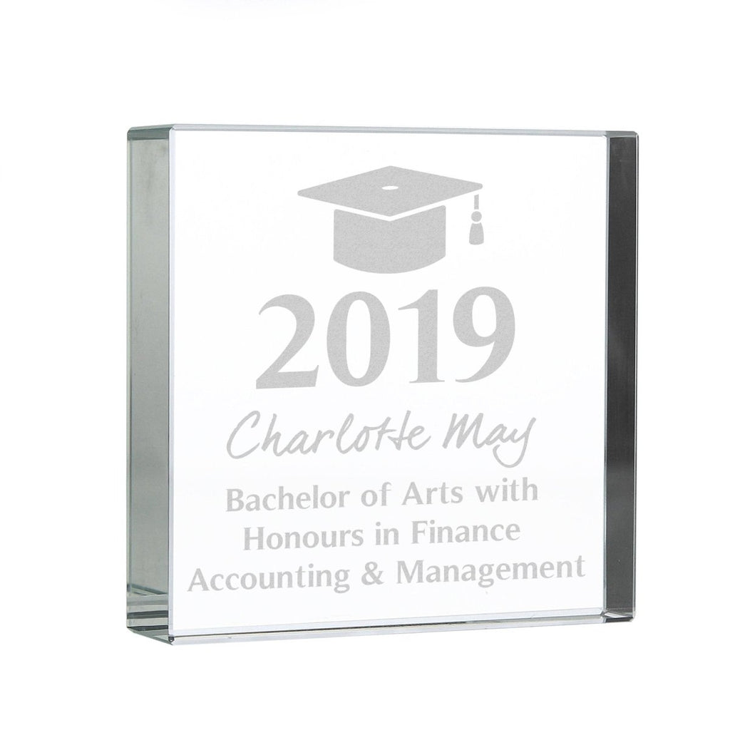 Personalised Graduation Large Crystal Token - Engraved Memories