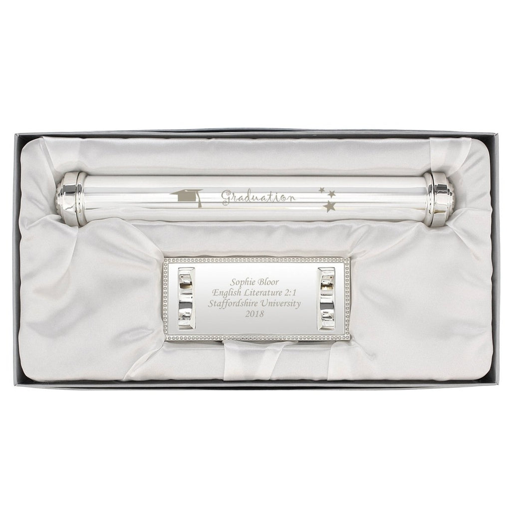 Personalised Graduation Silver Plated Certificate Holder - Engraved Memories
